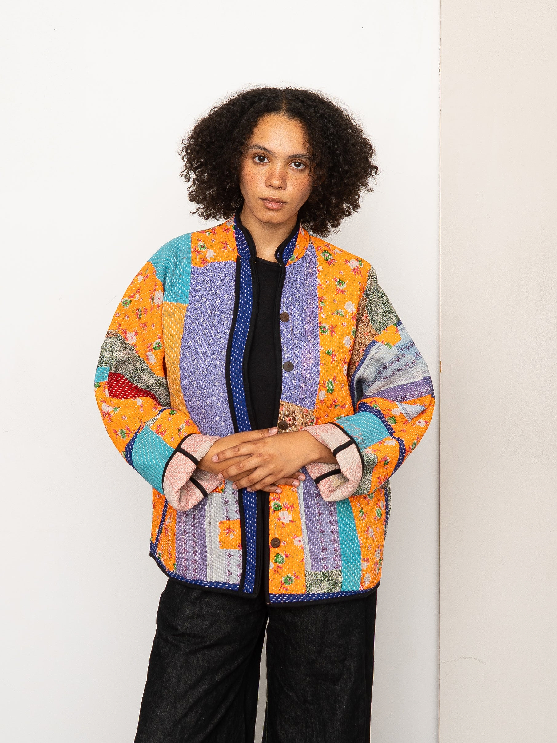 The Ladhiya Quilted Patchwork Kantha Jacket