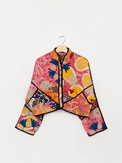 The Kaira Cropped Suzani Quilted Kantha Jacket