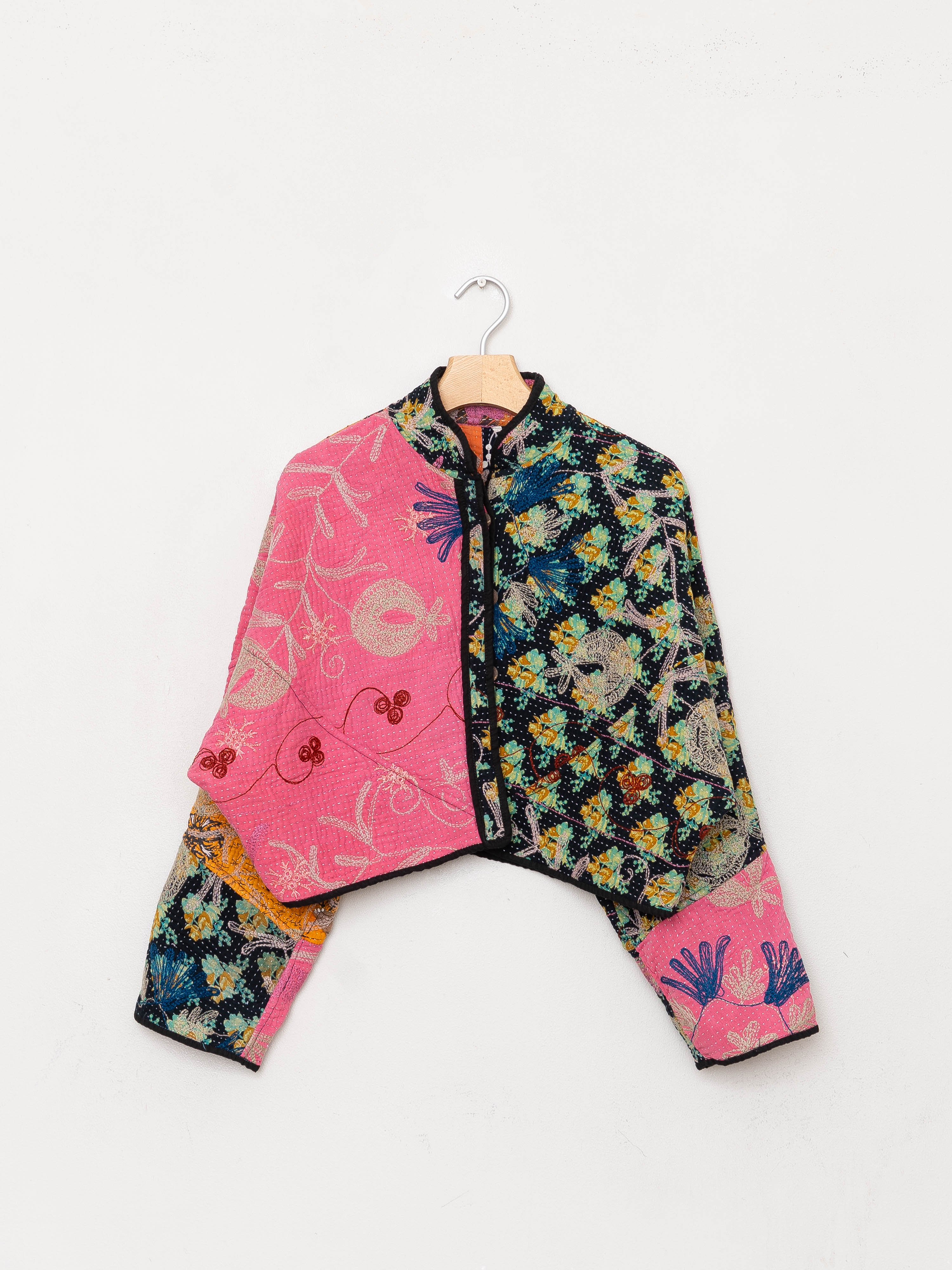 The Kaira Cropped Suzani Quilted Kantha Jacket