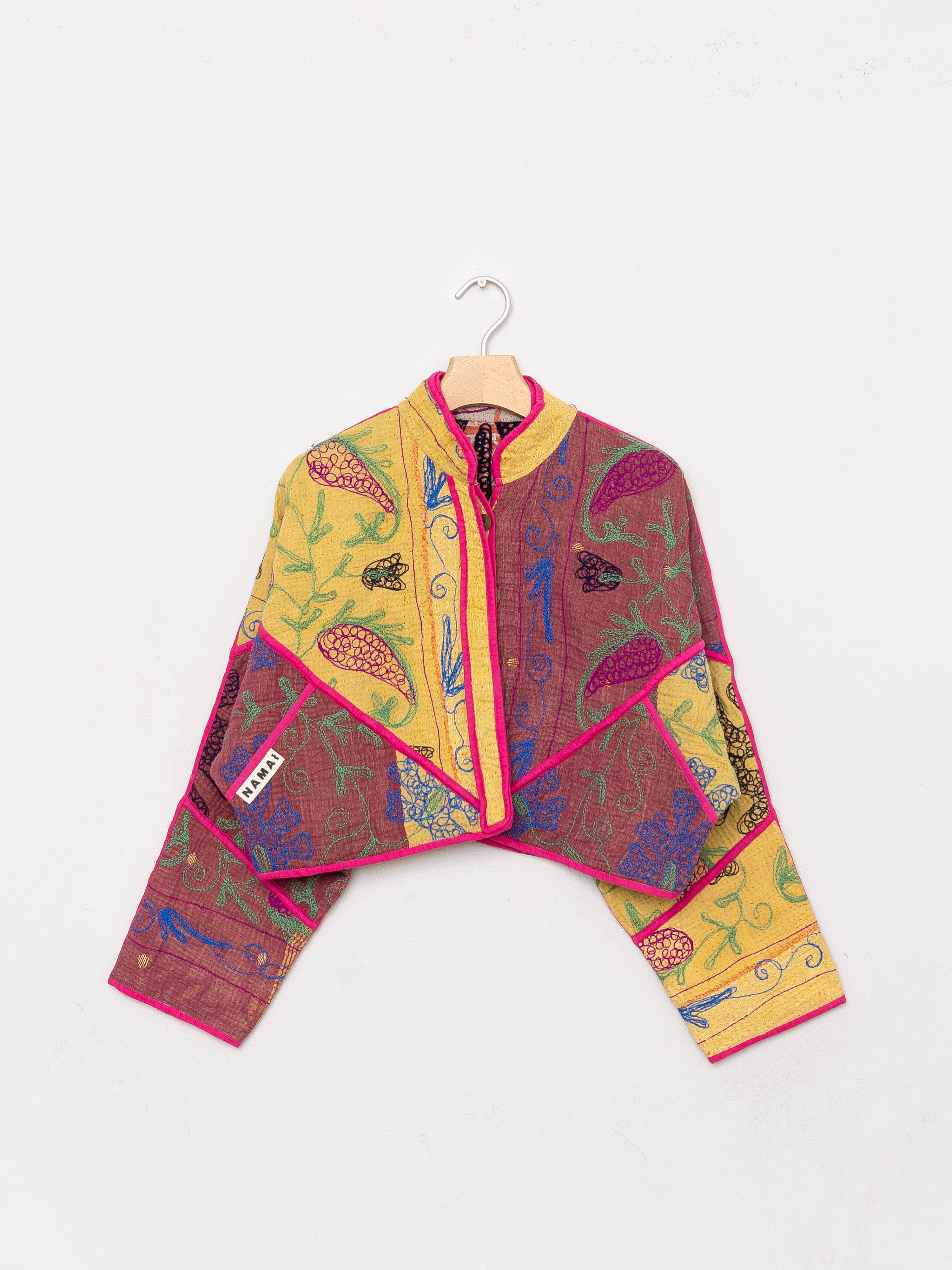 The Kaira Cropped Suzani Quilted Kantha Jacket