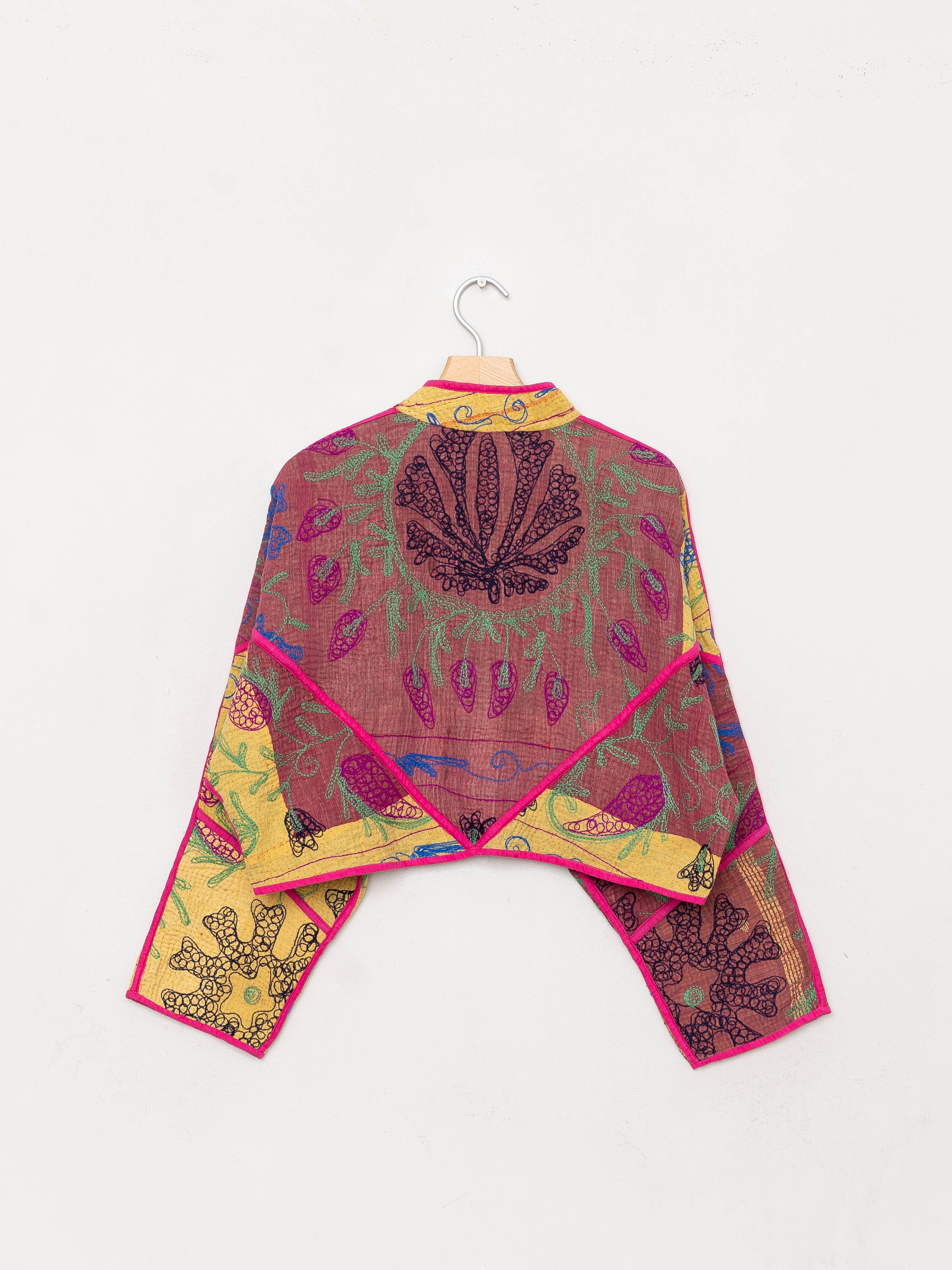 The Kaira Cropped Suzani Quilted Kantha Jacket