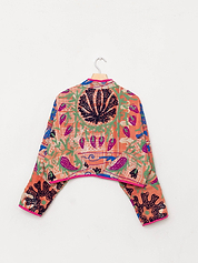 The Kaira Cropped Suzani Quilted Kantha Jacket