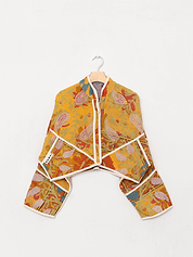The Kaira Cropped Suzani Quilted Kantha Jacket