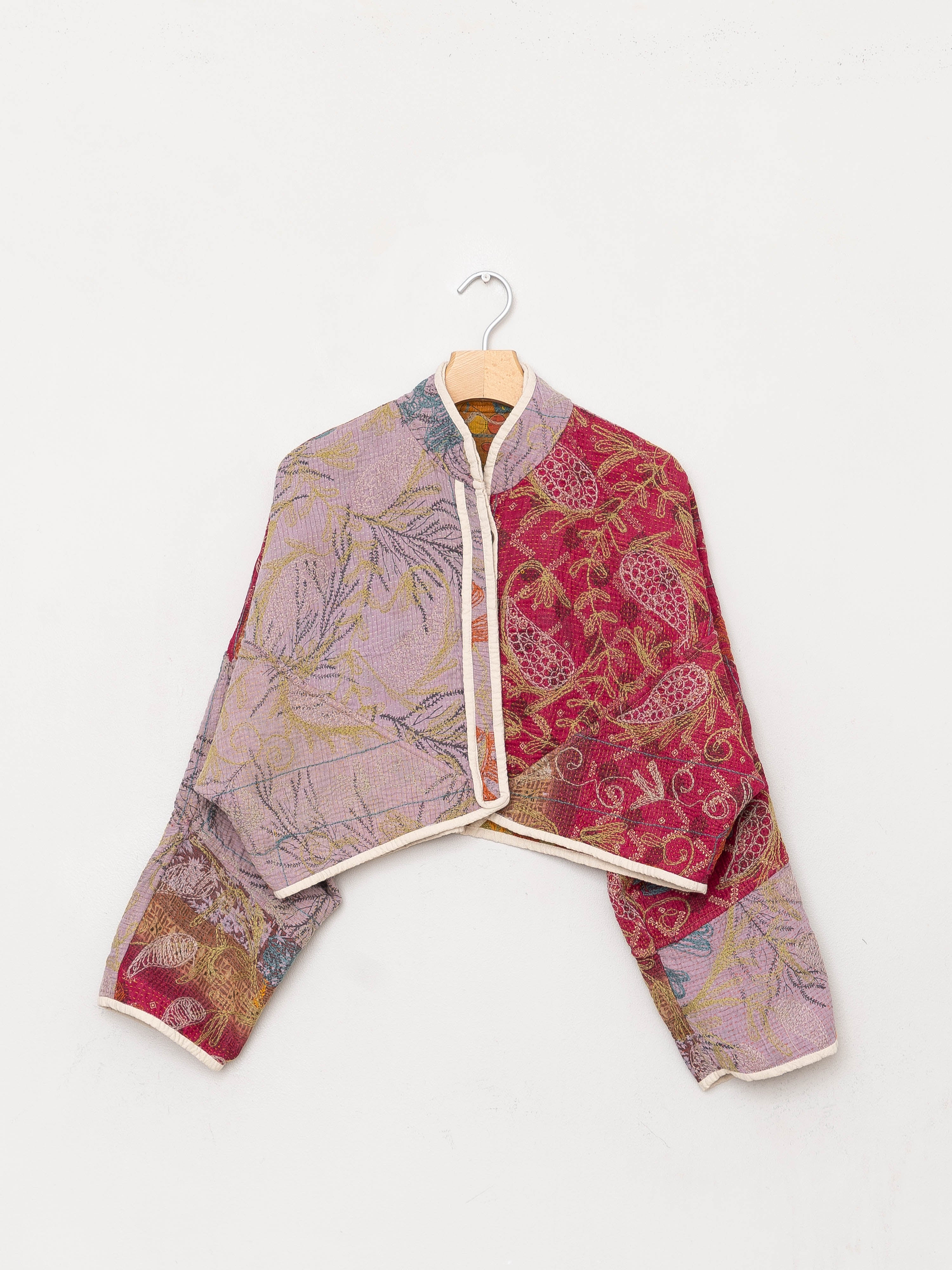 The Kaira Cropped Suzani Quilted Kantha Jacket