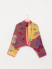 The Kaira Cropped Suzani Quilted Kantha Jacket