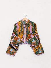 The Kaira Cropped Suzani Quilted Kantha Jacket