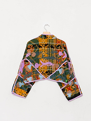 The Kaira Cropped Suzani Quilted Kantha Jacket