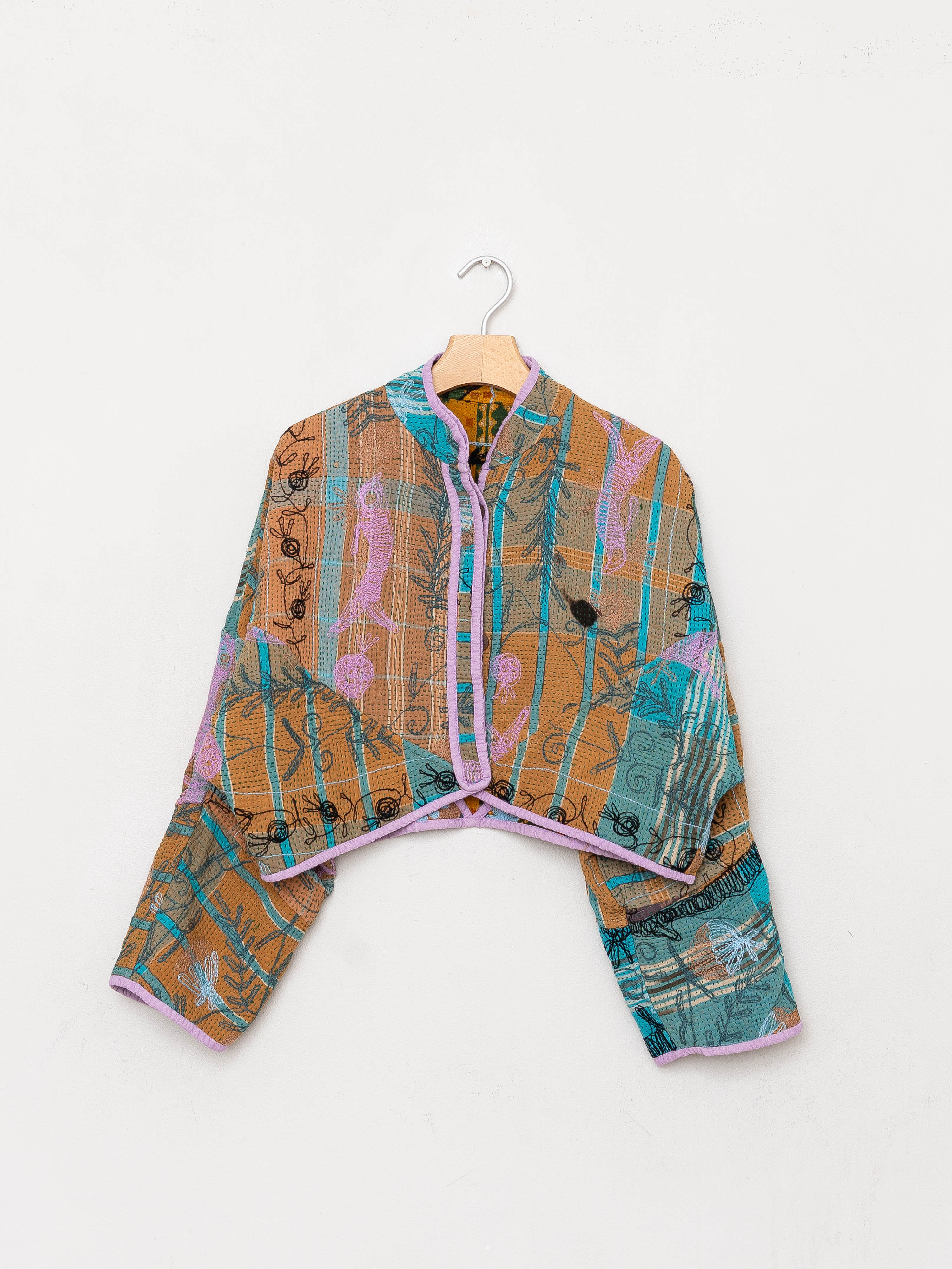 The Kaira Cropped Suzani Quilted Kantha Jacket