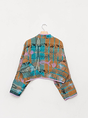 The Kaira Cropped Suzani Quilted Kantha Jacket