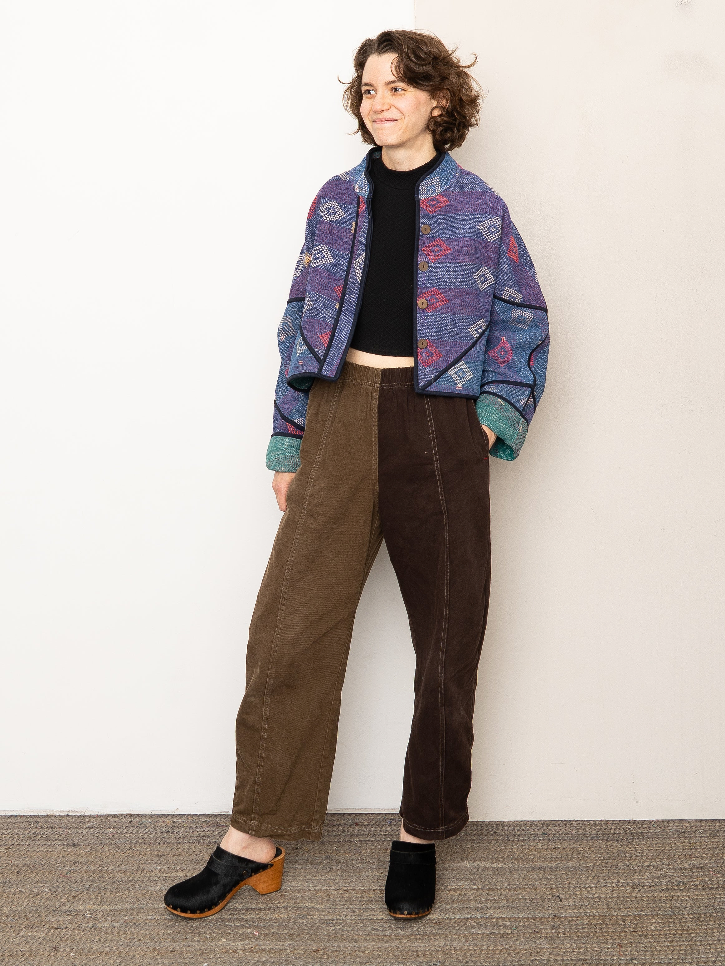 The Kaira Cropped Quilted Patchwork Kantha Jacket
