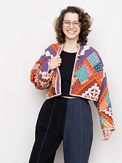The Kaira Cropped Suzani Cut Out Kantha Jacket