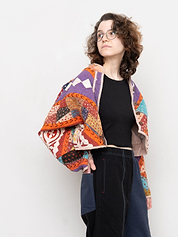 The Kaira Cropped Suzani Cut Out Kantha Jacket