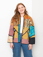 The Ladhiya Quilted Patchwork Kantha Jacket
