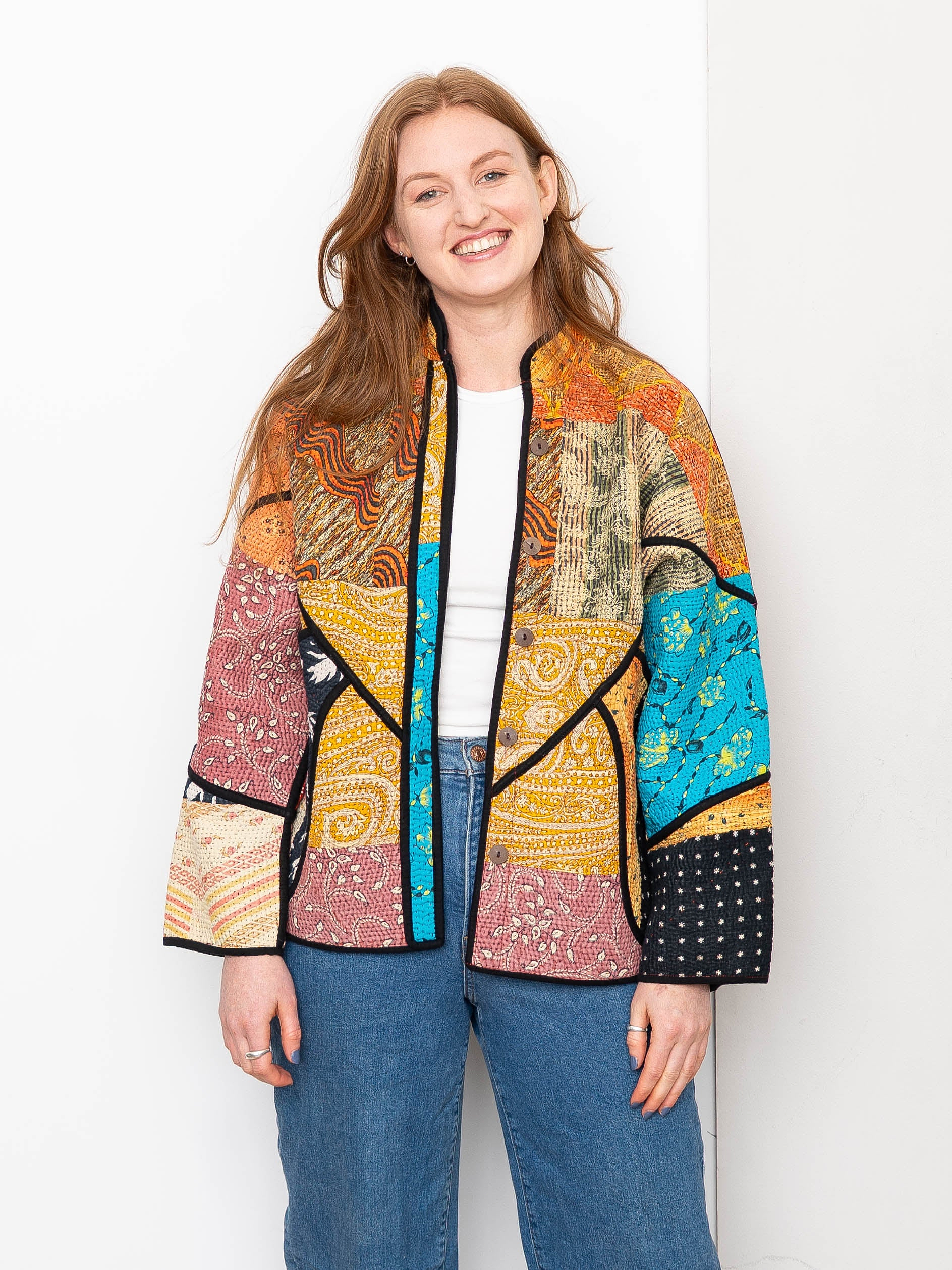 The Ladhiya Quilted Patchwork Kantha Jacket