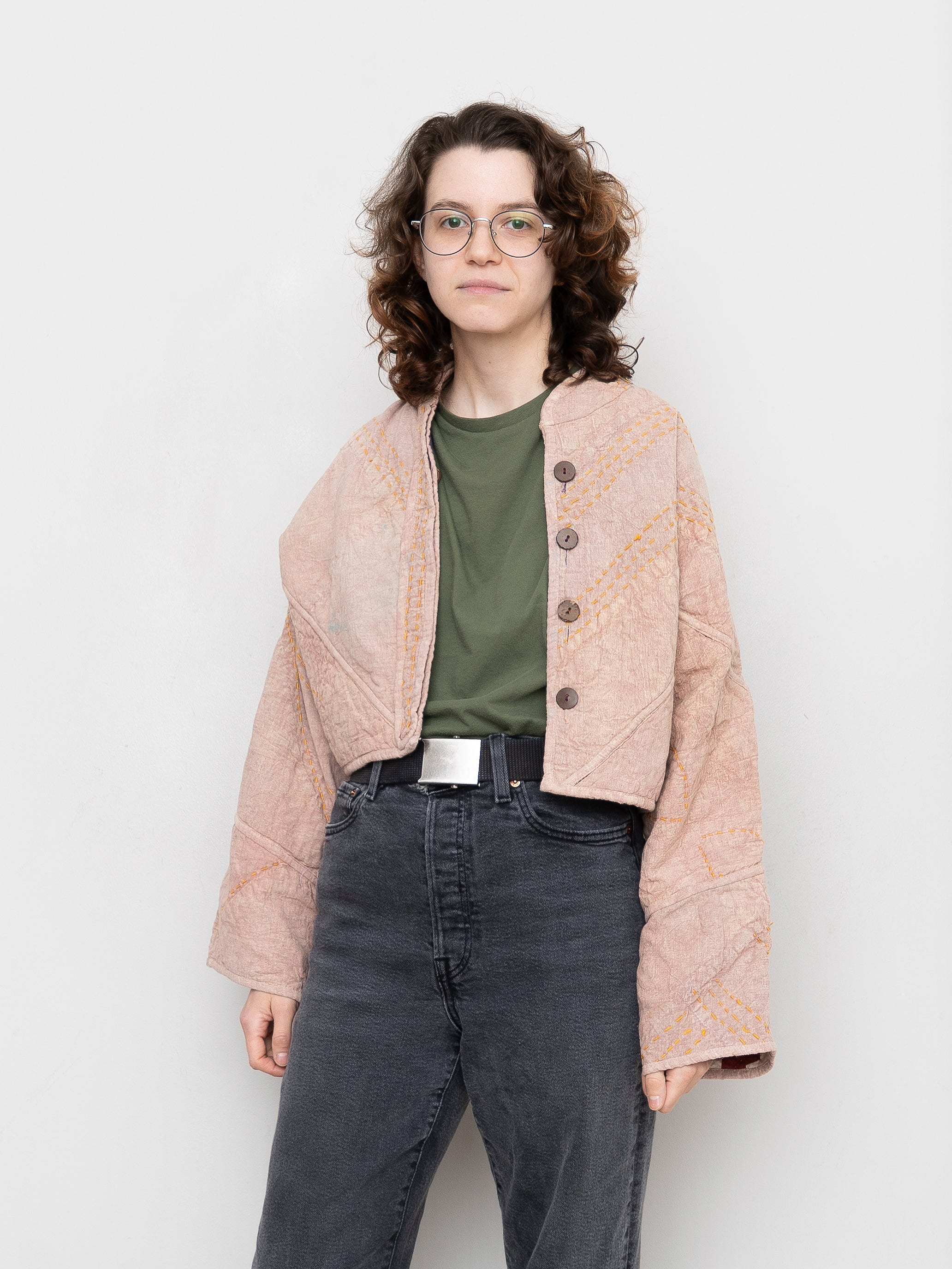 The Kaira Cropped Suzani Cut Out Kantha Jacket