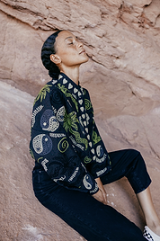 The Kaira Cropped Suzani Quilted Kantha Jacket