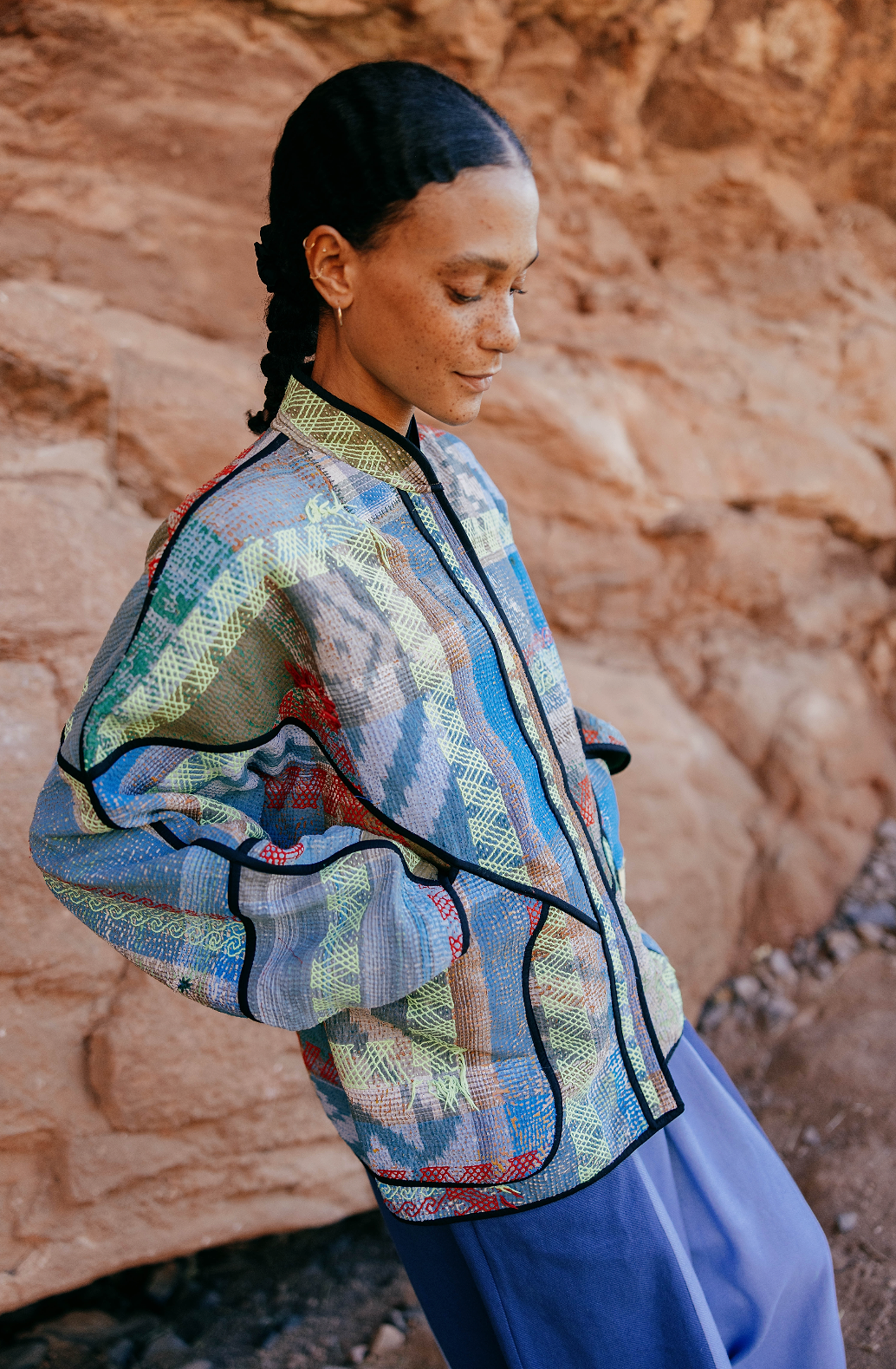 The Ladhiya Quilted Patchwork Kantha Jacket