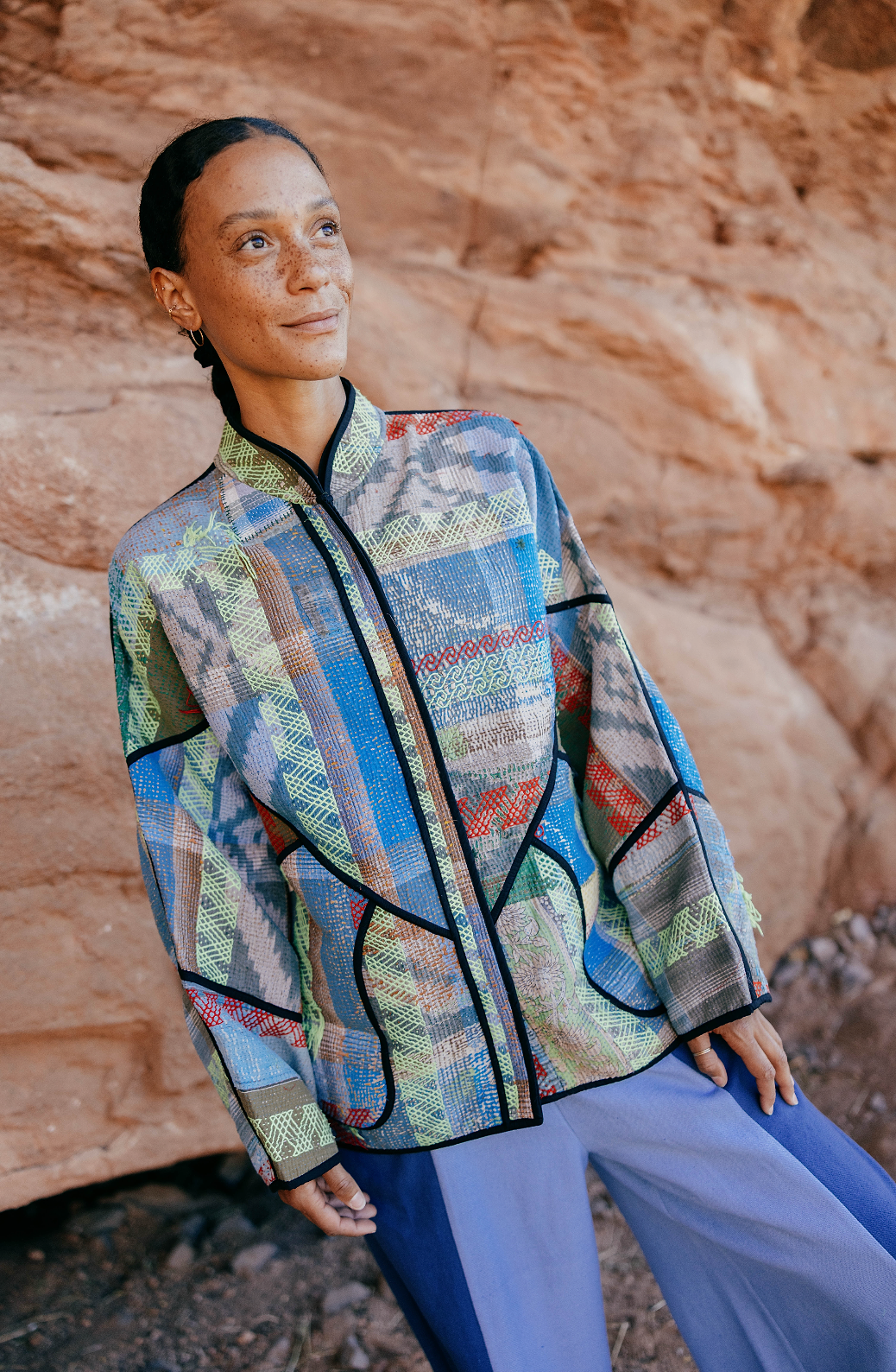 The Ladhiya Quilted Patchwork Kantha Jacket