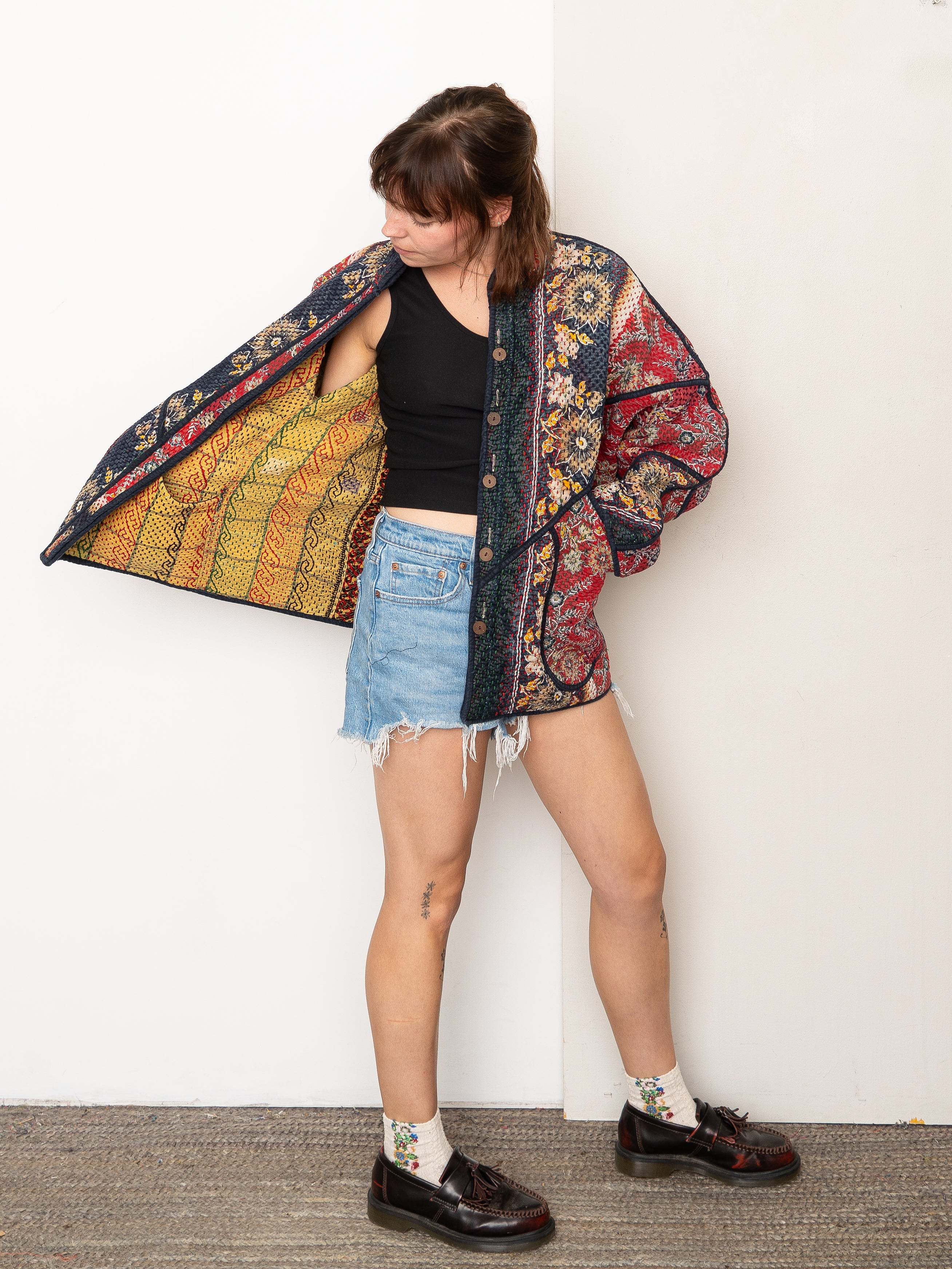 The Ladhiya Quilted Patchwork Kantha Jacket