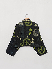 The Kaira Cropped Suzani Quilted Kantha Jacket