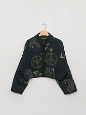 The Kaira Cropped Suzani Quilted Kantha Jacket
