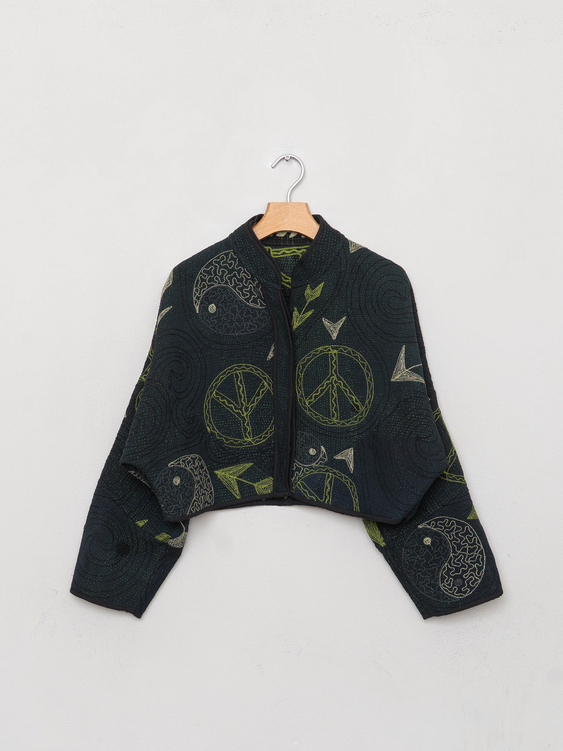 The Kaira Cropped Suzani Quilted Kantha Jacket