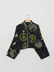 The Kaira Cropped Suzani Quilted Kantha Jacket