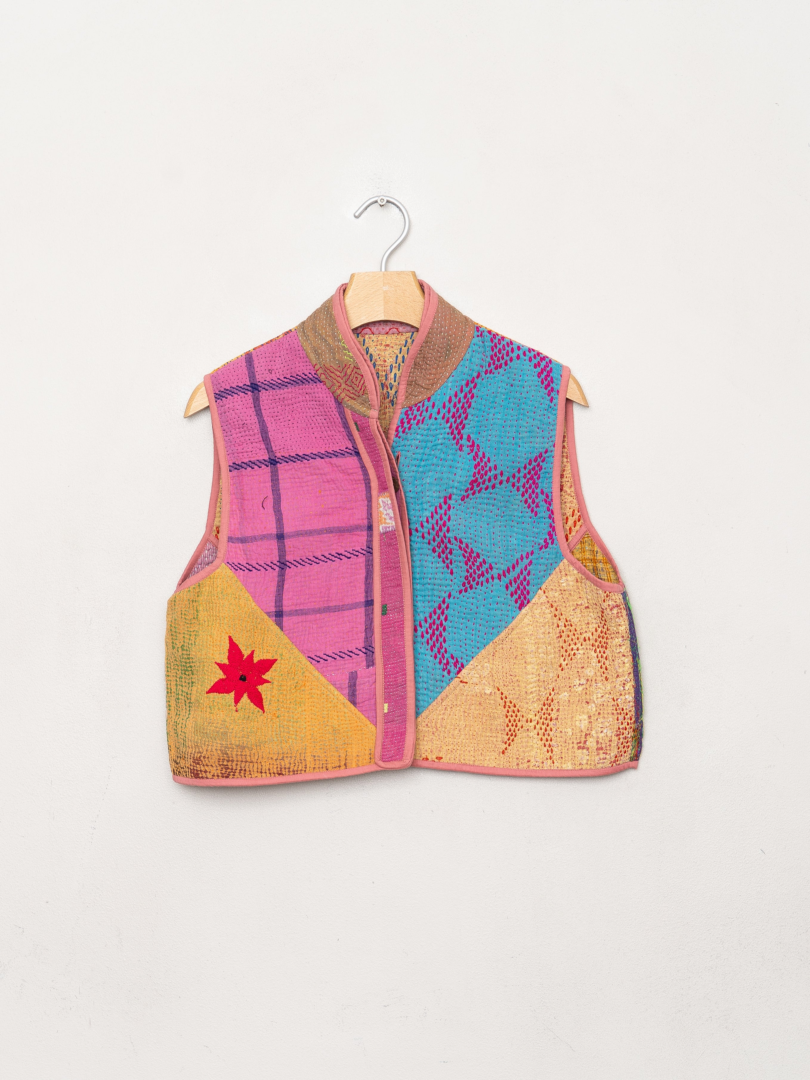 The Kaira Quilted Patchwork Kantha Vest