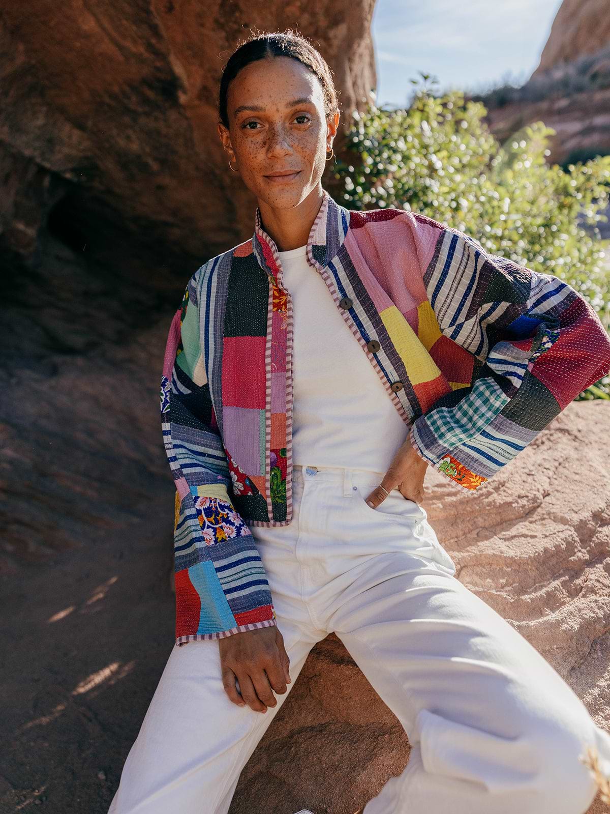 The Kaira Cropped Quilted Patchwork Kantha Jacket – NAMAI