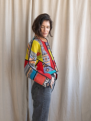 The Kaira Cropped Quilted Patchwork Kantha Jacket