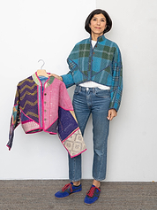 The Kaira Cropped Quilted Patchwork Kantha Jacket