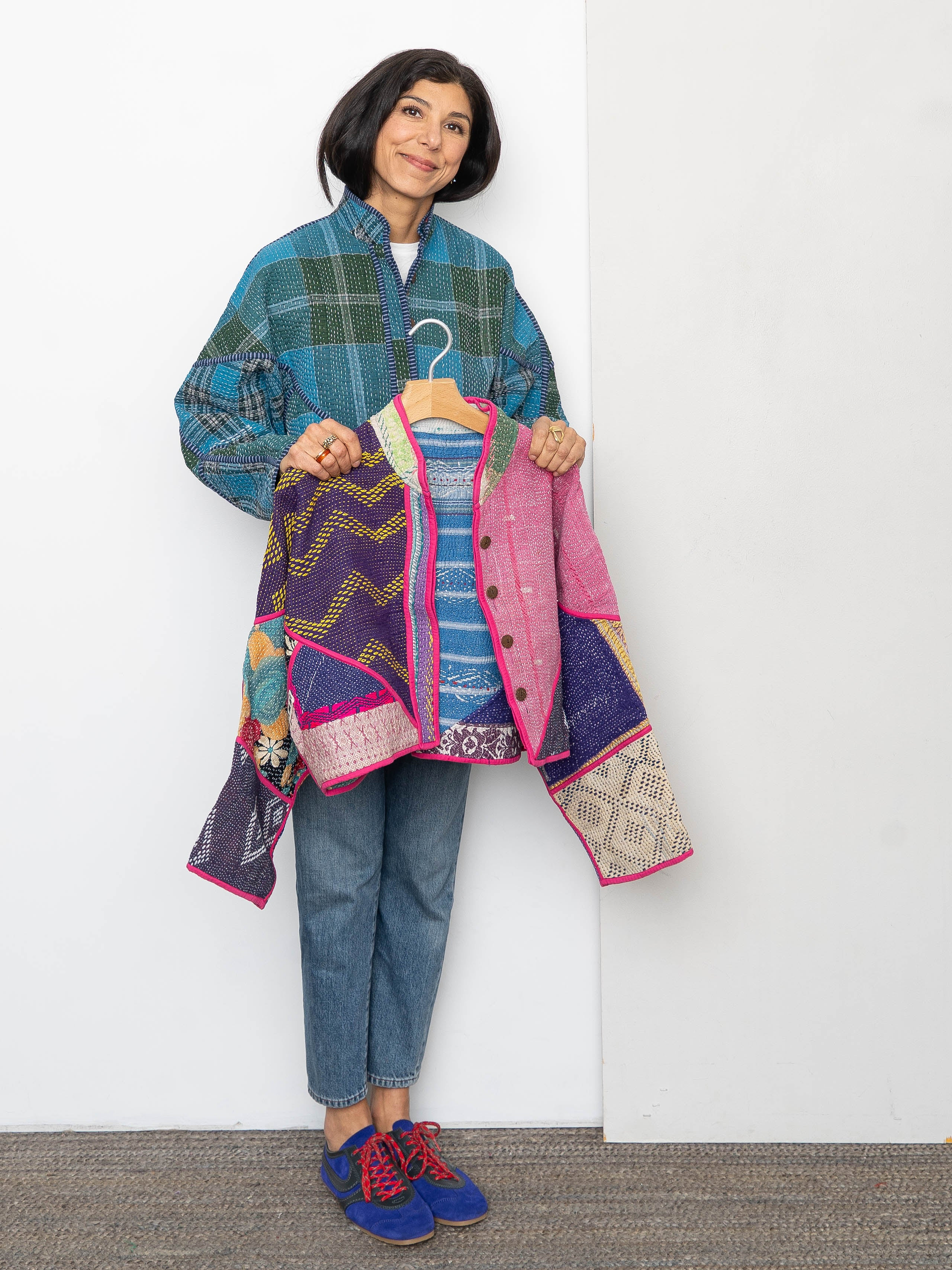 The Kaira Cropped Quilted Patchwork Kantha Jacket