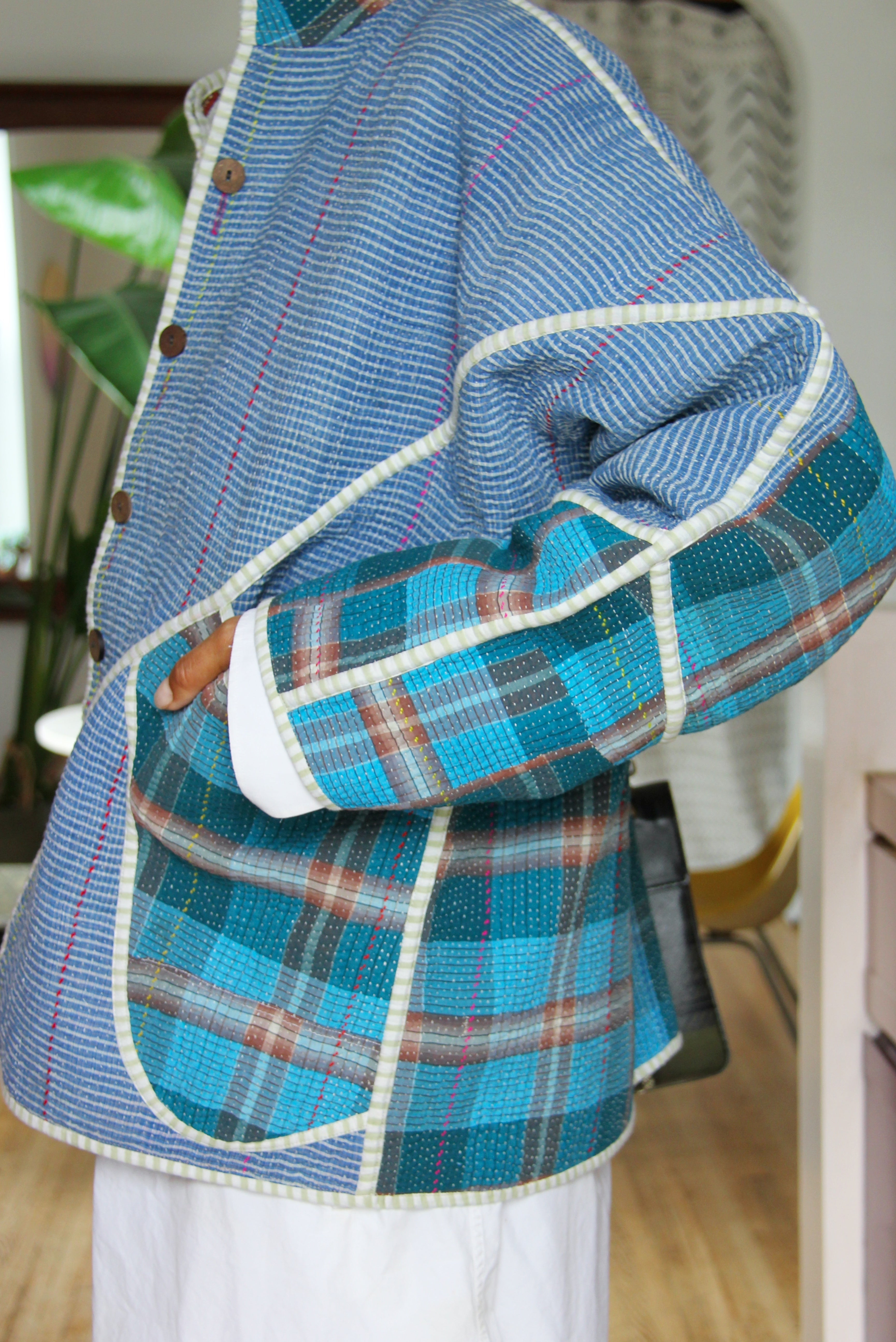 The Ladhiya Quilted Patchwork Kantha Jacket
