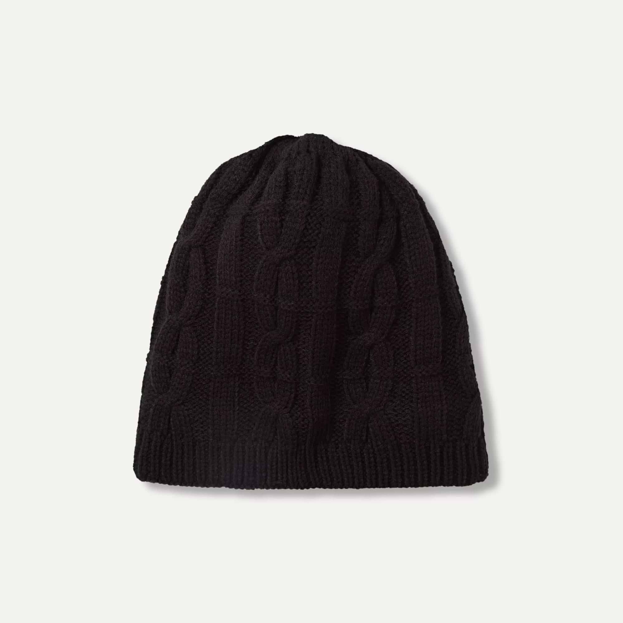 Black knit beanie hat on sale