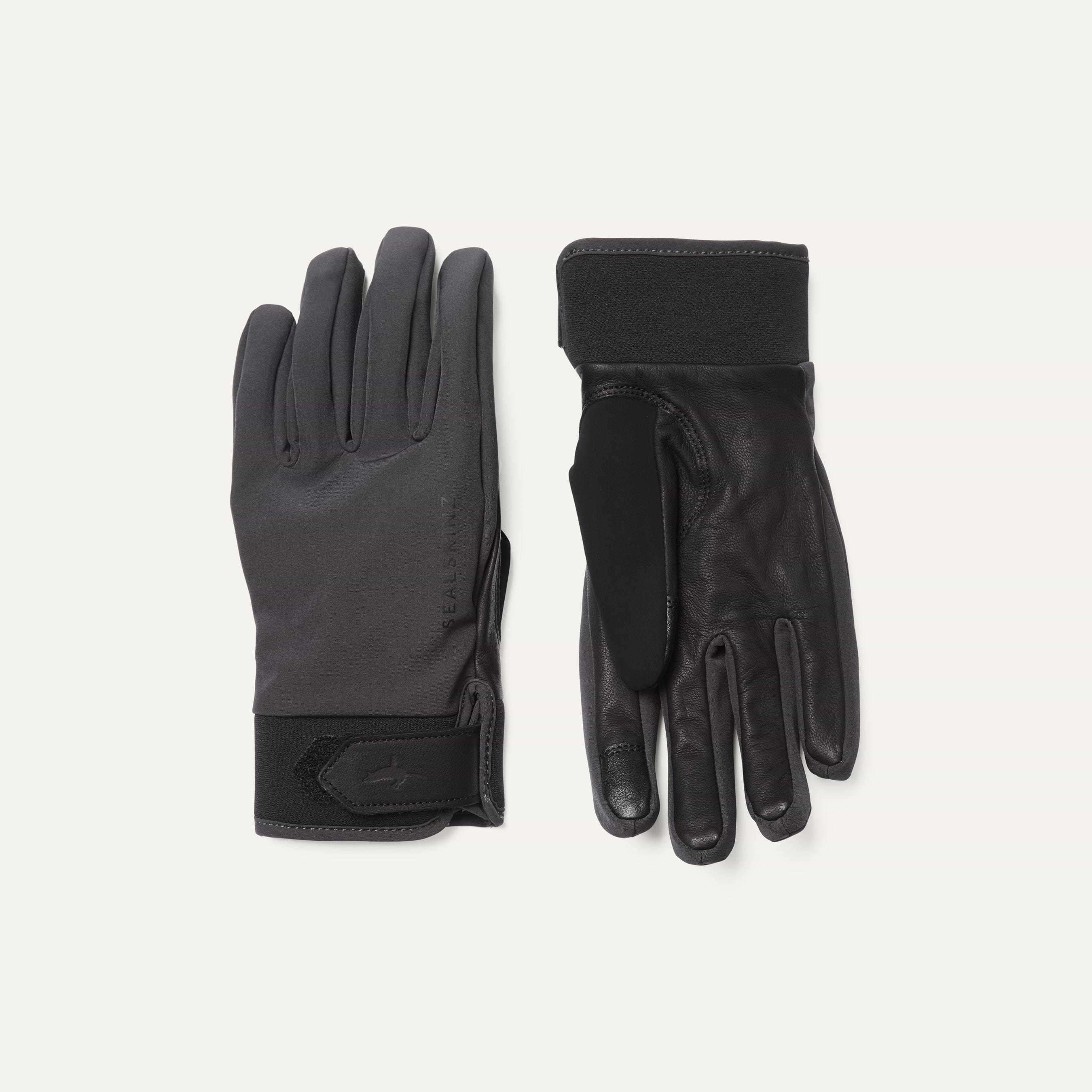Black leather insulated gloves top