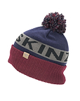 Water Repellent Cold Weather Bobble Hat - Size: S / M - Color: Navy Blue / Grey / Red