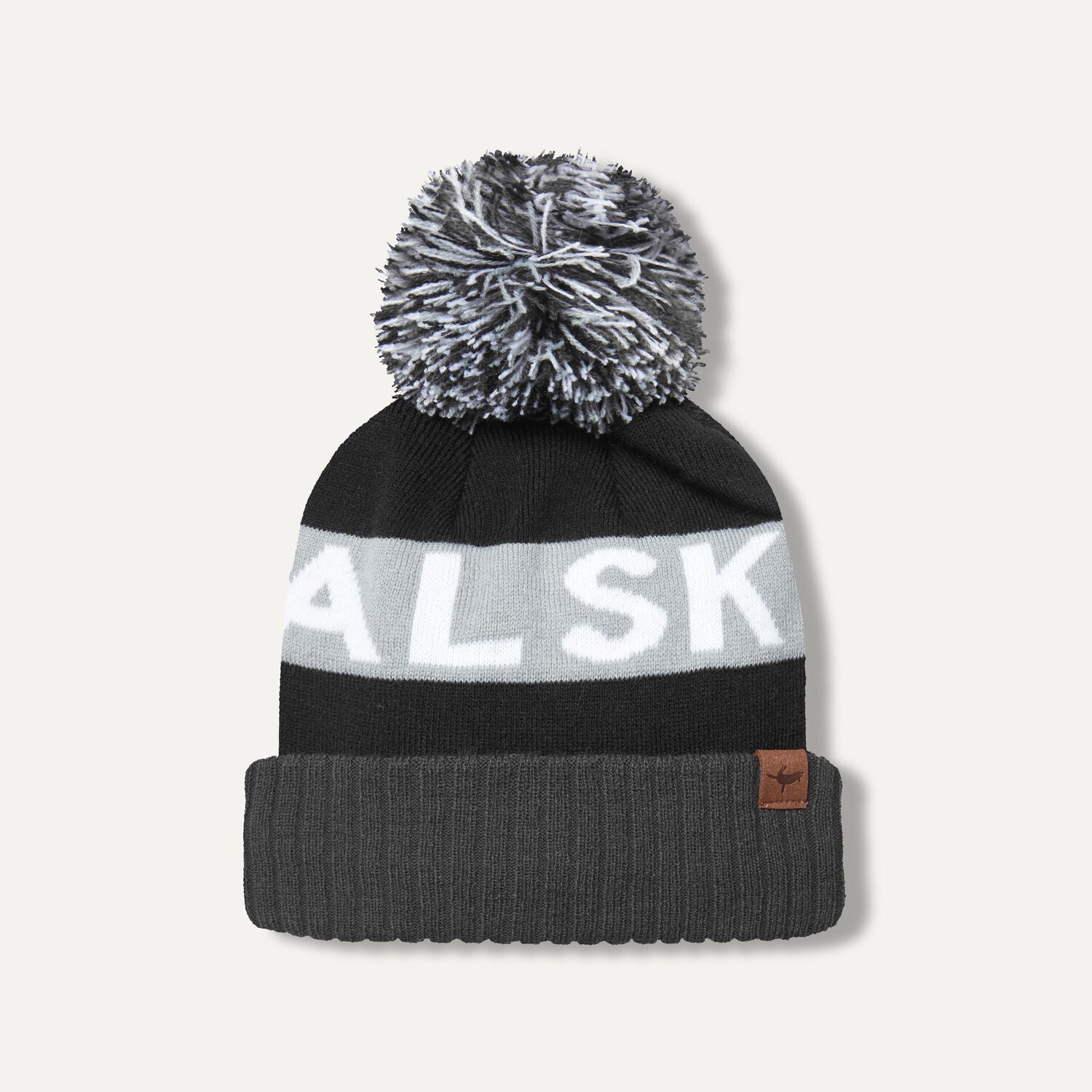 Grey wool bobble hat shop