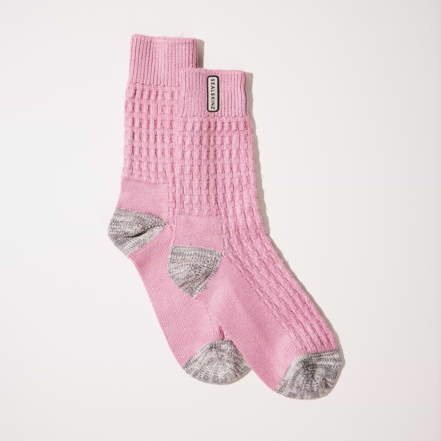 Cotton Socks - Coral with Pink and Cream Bonefish