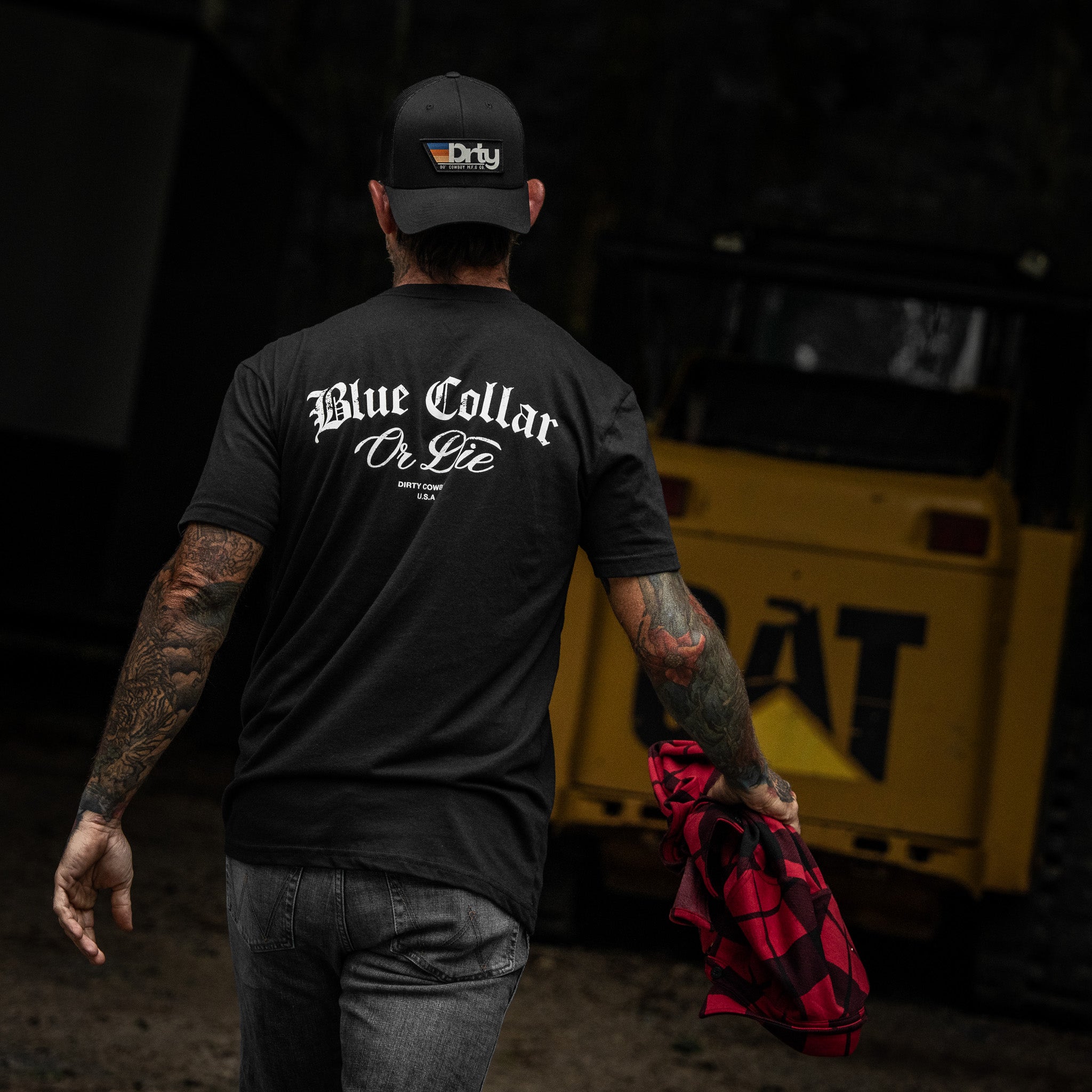 Blue Collar Or Die Men's T-Shirt - DIRTY COWBOY MFG #color_black