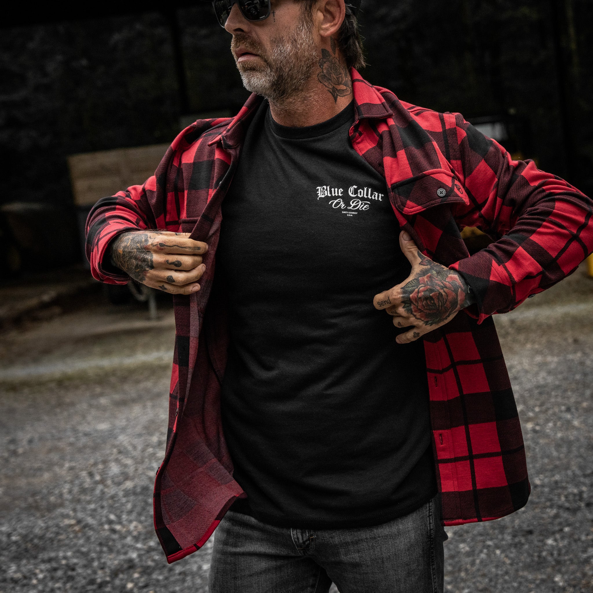 Blue Collar Or Die Men's T-Shirt - DIRTY COWBOY MFG #color_black