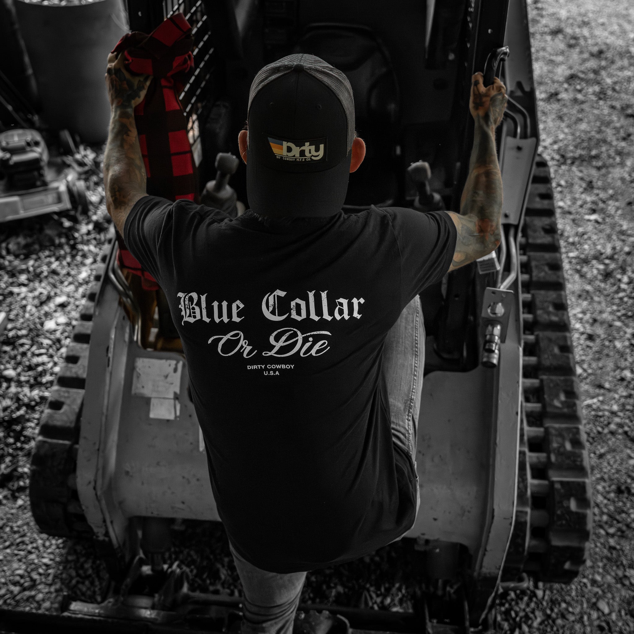 Blue Collar Or Die Men's T-Shirt - DIRTY COWBOY MFG #color_black
