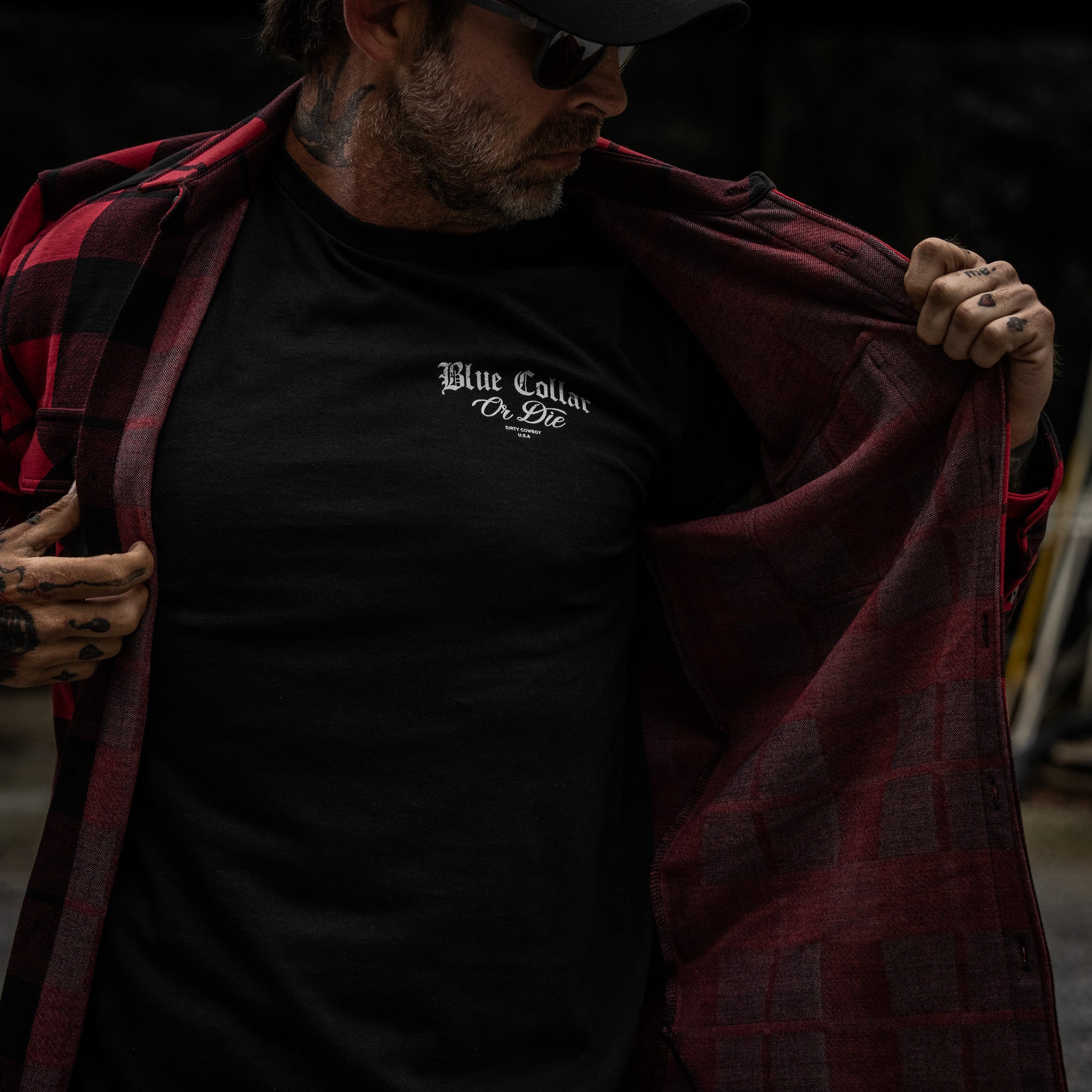Blue Collar Or Die Men's T-Shirt - DIRTY COWBOY MFG #color_black