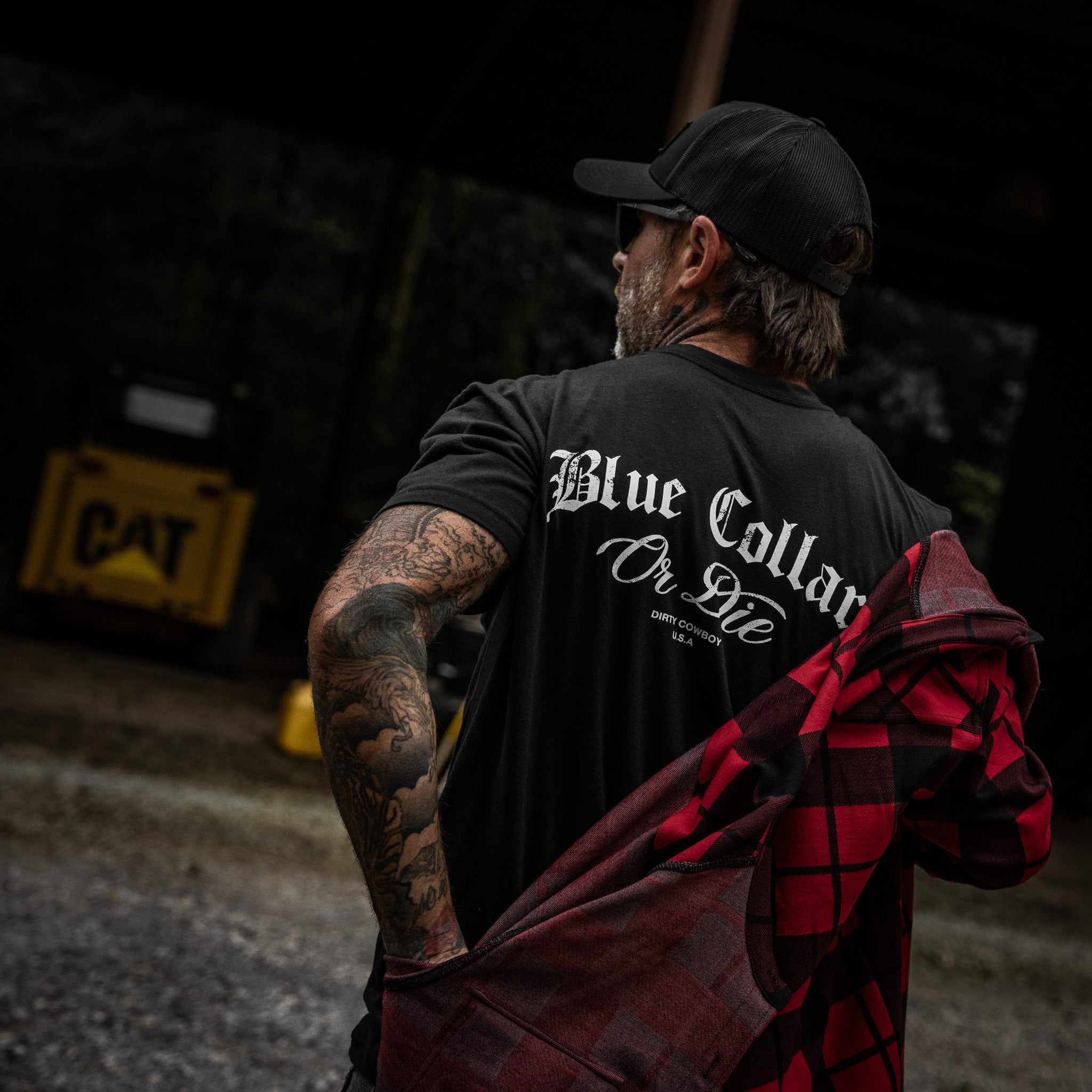 Blue Collar Or Die Men's T-Shirt - DIRTY COWBOY MFG #color_black
