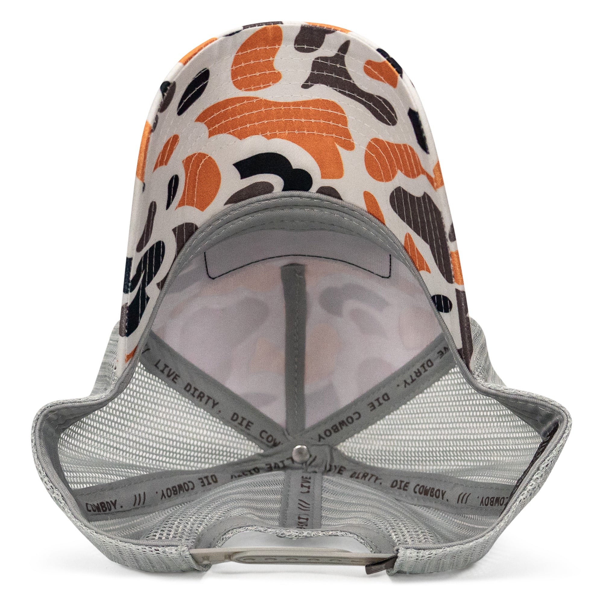 DRTYCWBY Vintage Bronc Five Panel Mesh Snapback Hat - DIRTY COWBOY MFG #color_cattle-ranch-duck-camo