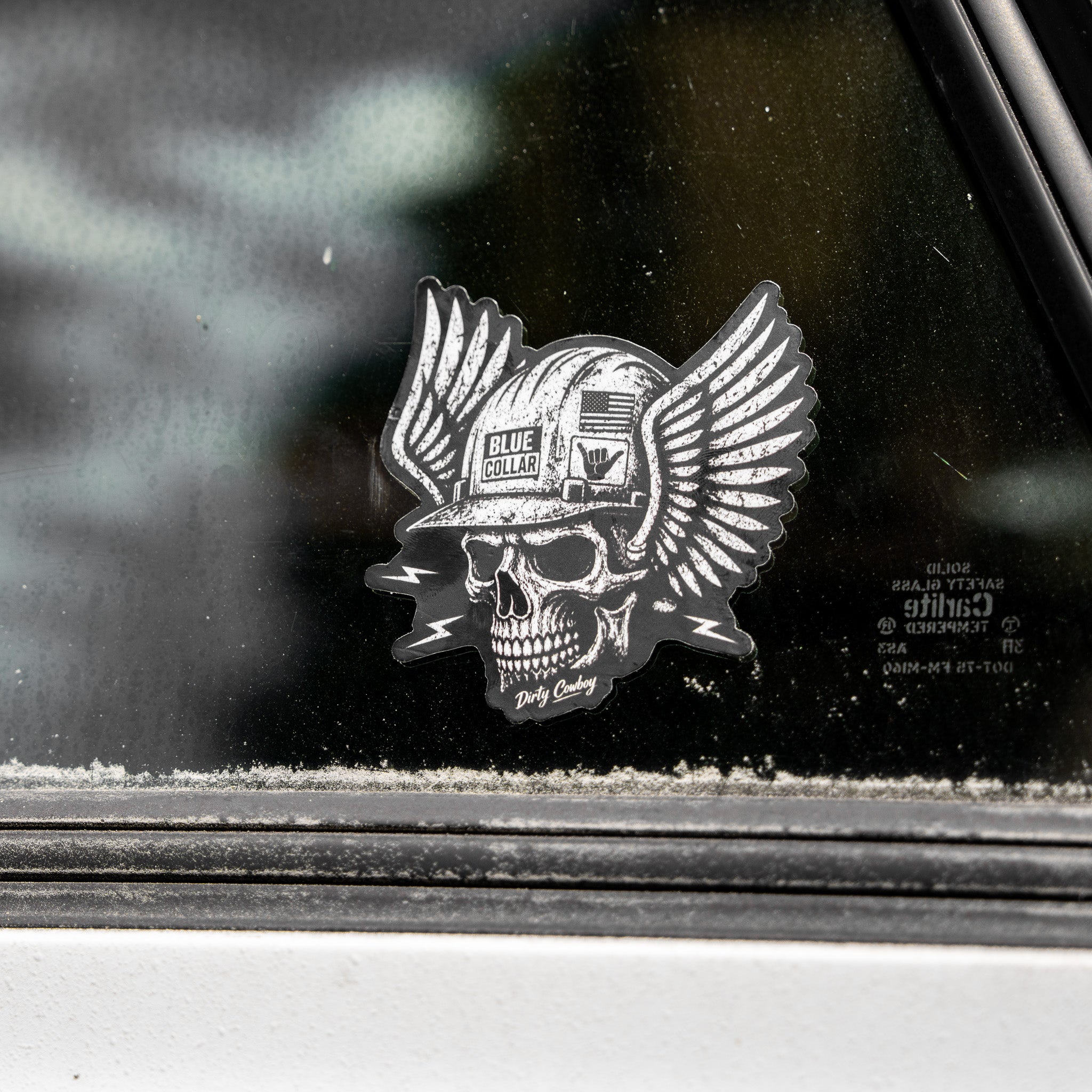 Blue Collar Skull Decal