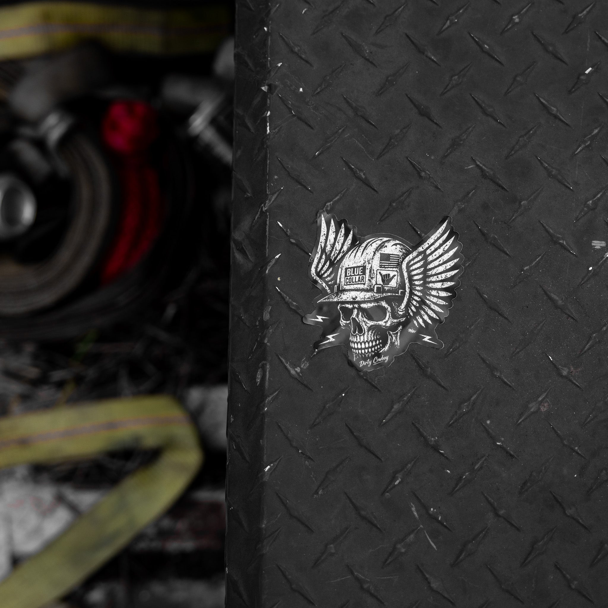 Blue Collar Skull Decal