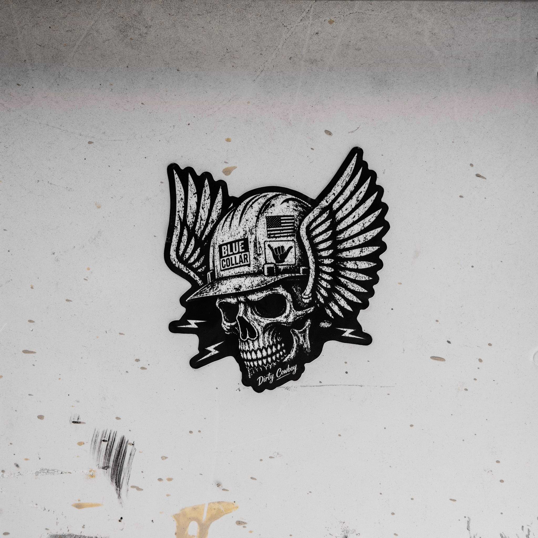 Blue Collar Skull Decal