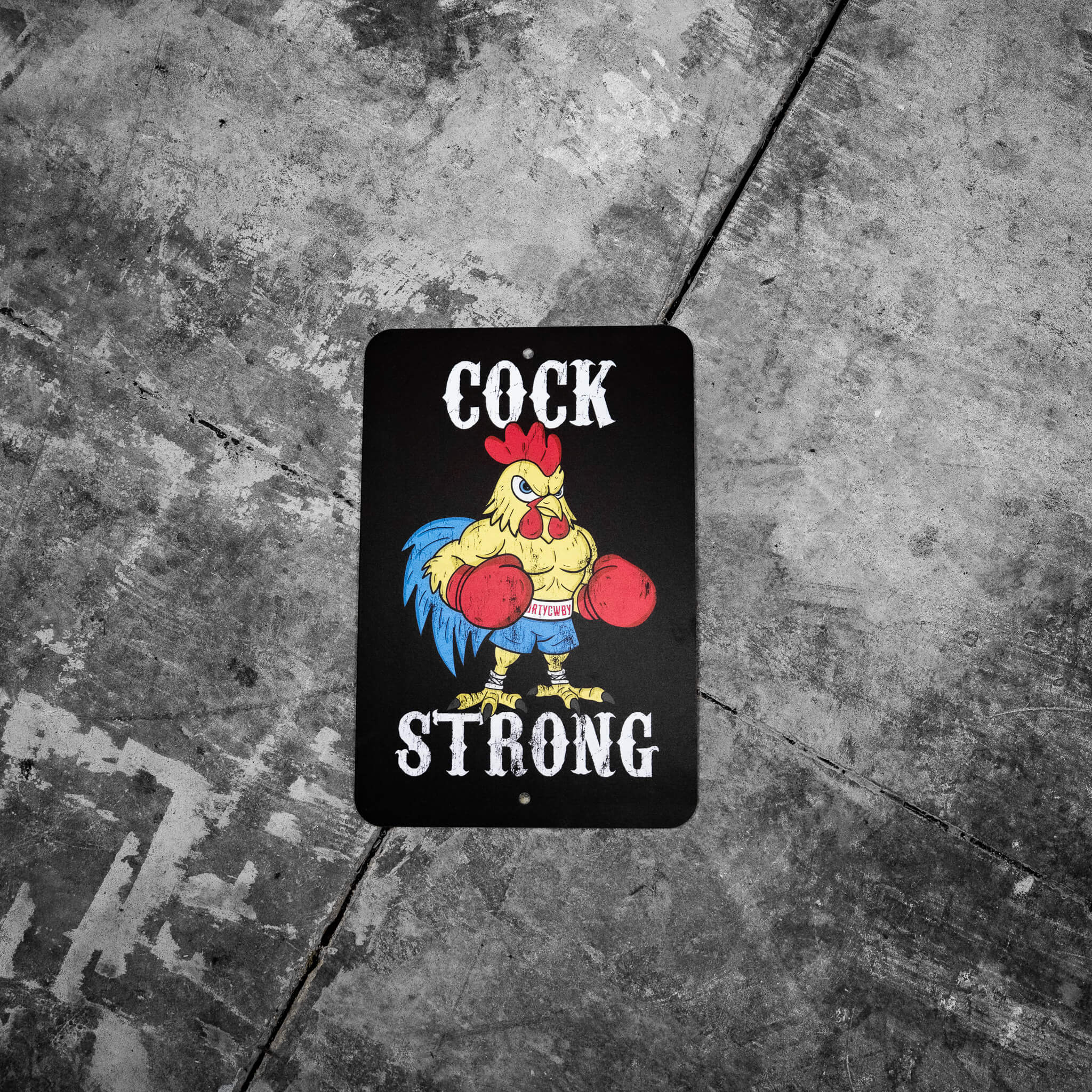 Cock Strong Boxing Chicken Metal Sign - DIRTY COWBOY MFG