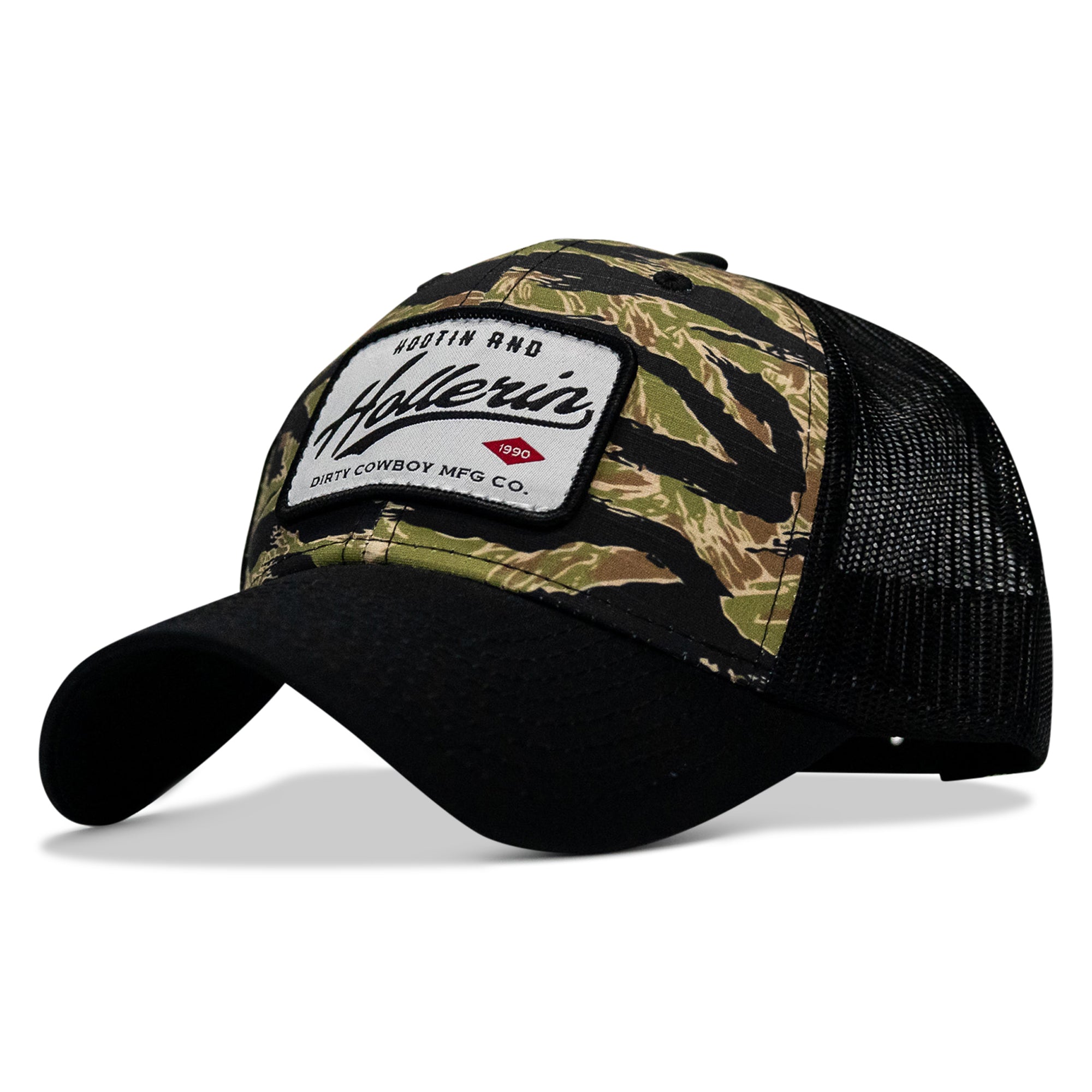Hootin And Hollerin Patch Original Ripstop Classic Snapback Hat - DIRTY COWBOY MFG
#color_black-original-tiger-stripe-camo