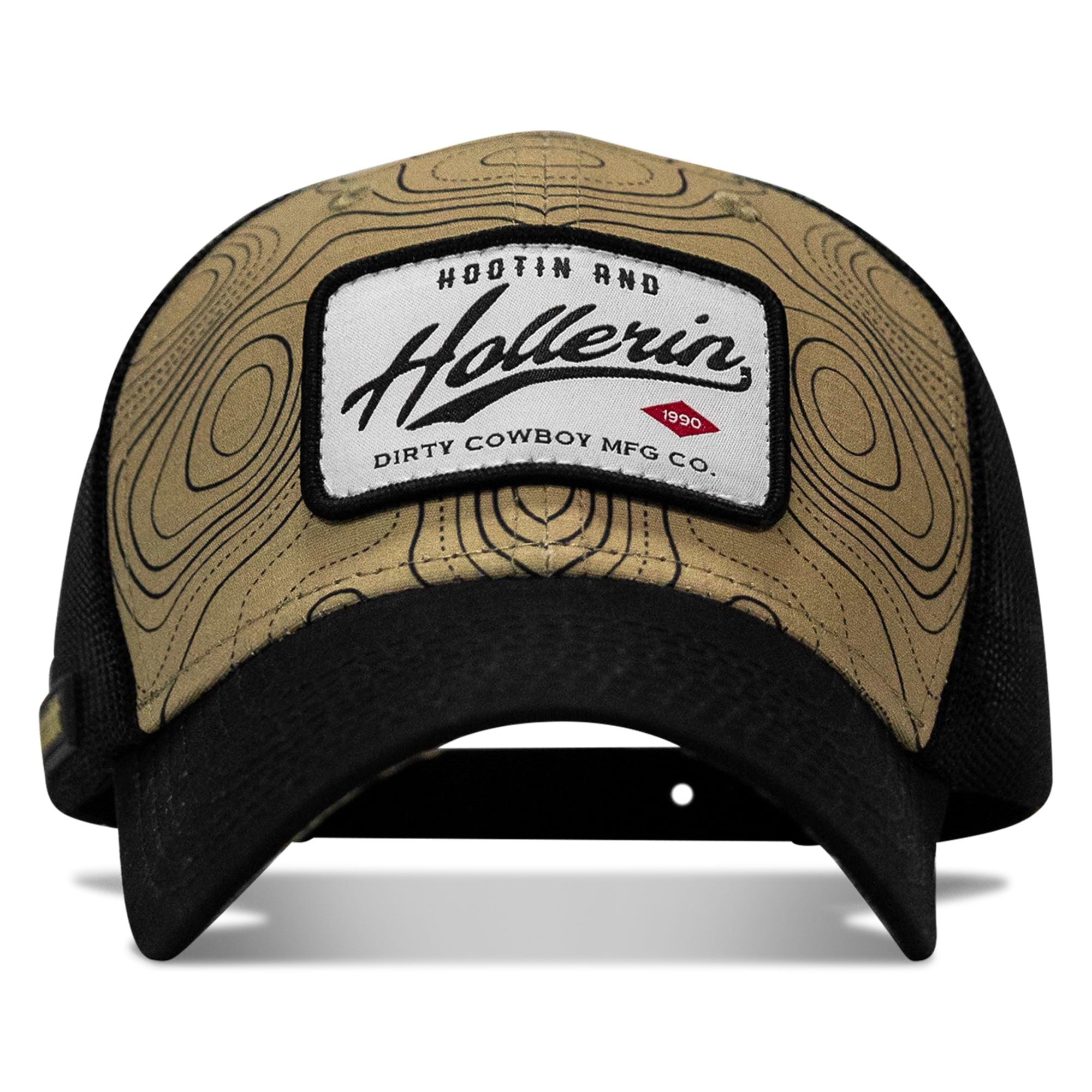 Hootin And Hollerin Patch Original Ripstop Classic Snapback Hat - DIRTY COWBOY MFG
#color_black-tan-topography